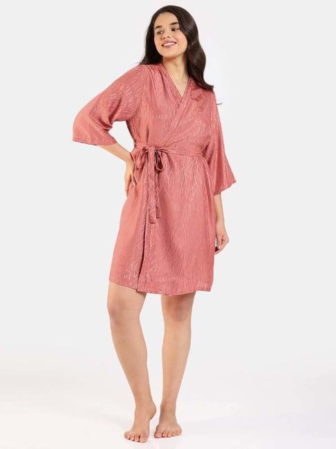 zivame peach printed robe