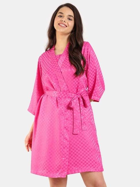 zivame pink chequered robe