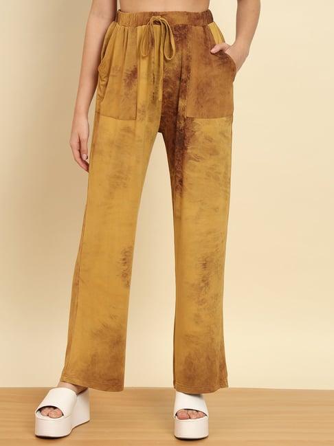 trend arrest brown cotton tie - dye pants