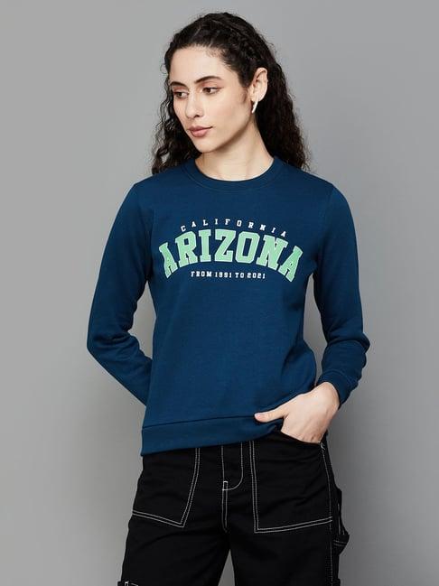 ginger by lifestyle teal blue printed sweatshirt