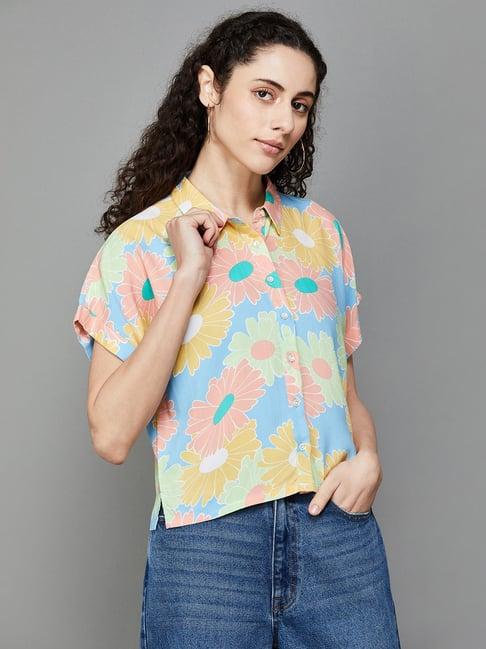 ginger by lifestyle multicolored floral print shirt