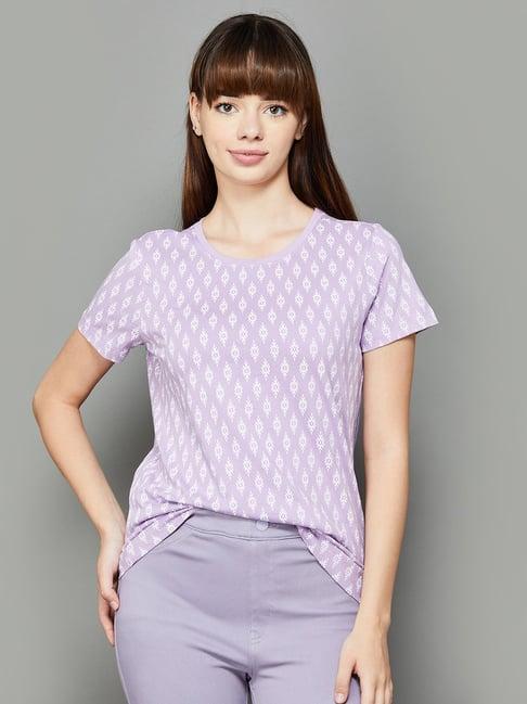 fame forever by lifestyle lilac cotton printed top