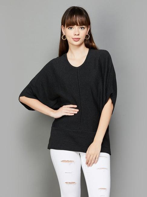 colour me by melange black regular fit top