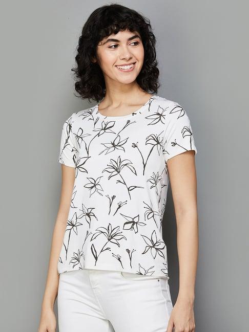 colour me by melange white floral print t-shirt