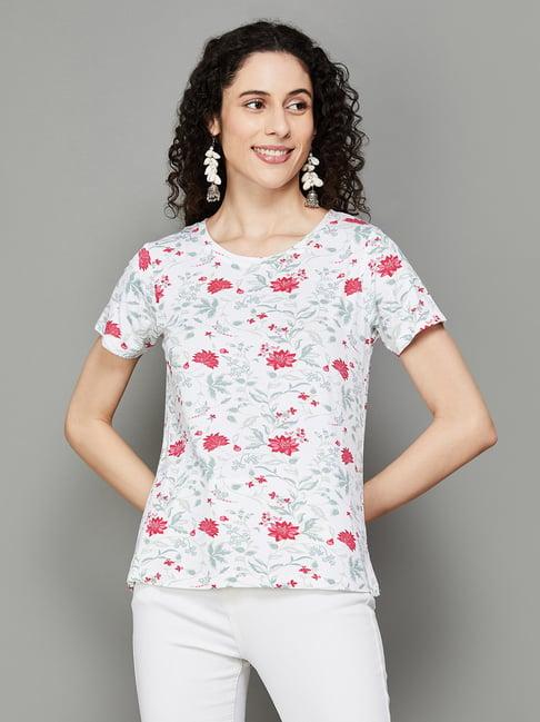 colour me by melange white floral print t-shirt