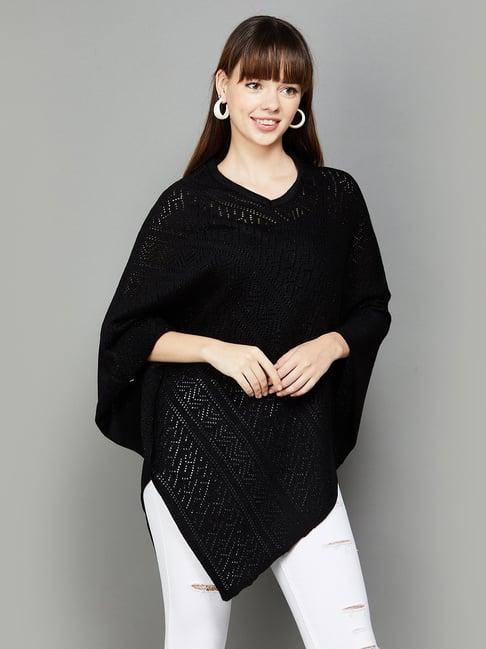 colour me by melange black knitted poncho