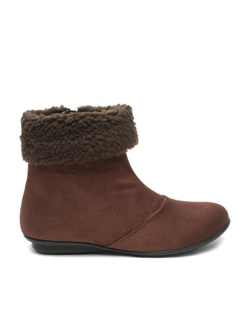 flat n heels women's brown snow boots