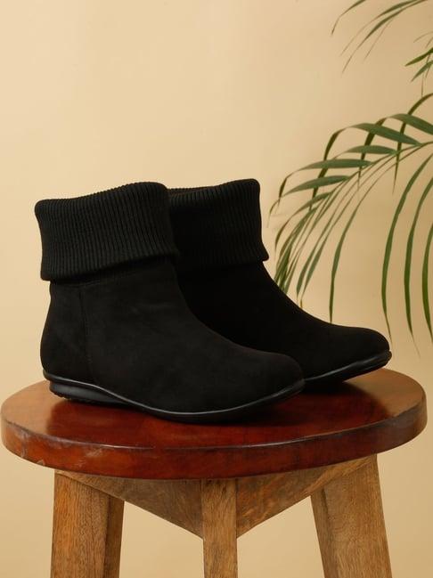 flat n heels women's black casual boots