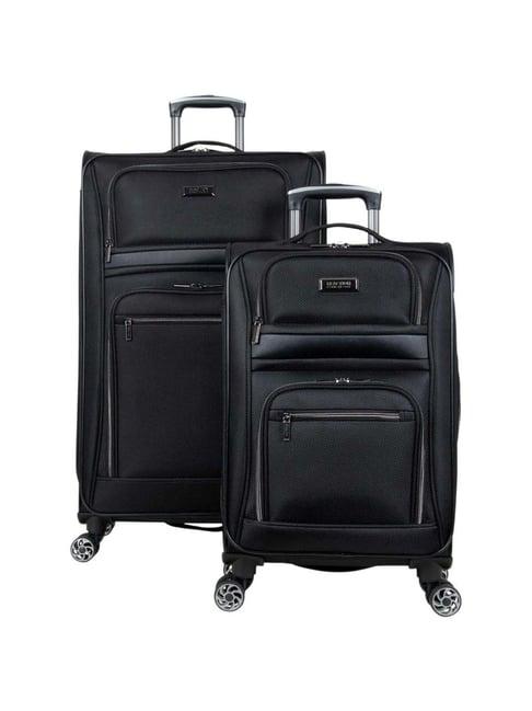 kenneth cole black textured trolley bag pack of 2