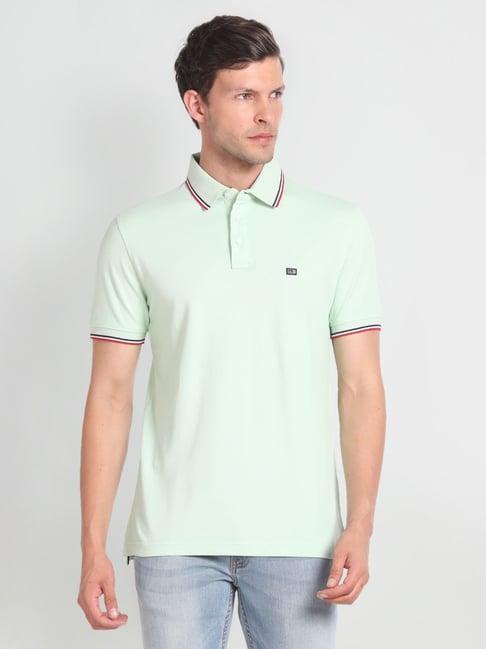 arrow sport green cotton regular fit polo t-shirt