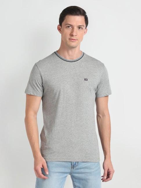 arrow sport grey cotton regular fit t-shirt