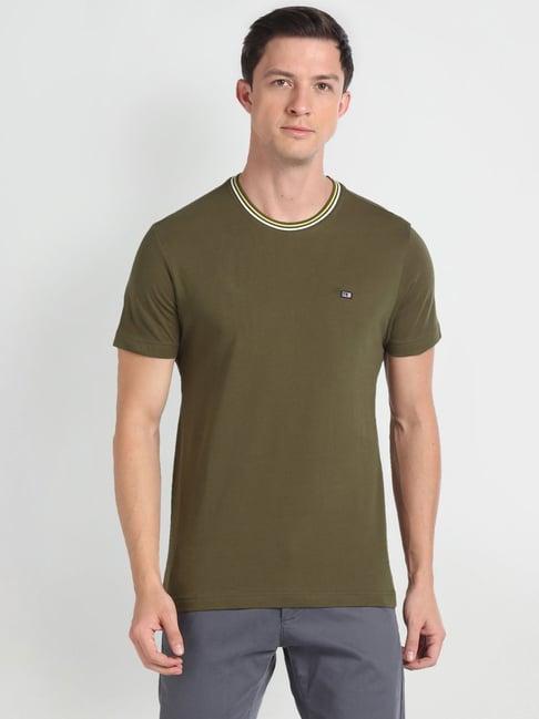 arrow sport green cotton regular fit t-shirt