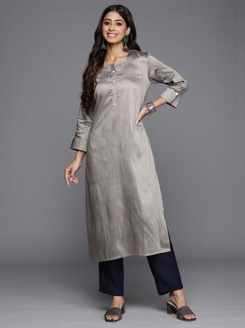 indo era grey straight kurta