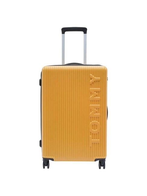 tommy hilfiger empire x yellow textured hard medium trolley bag - 68 cms