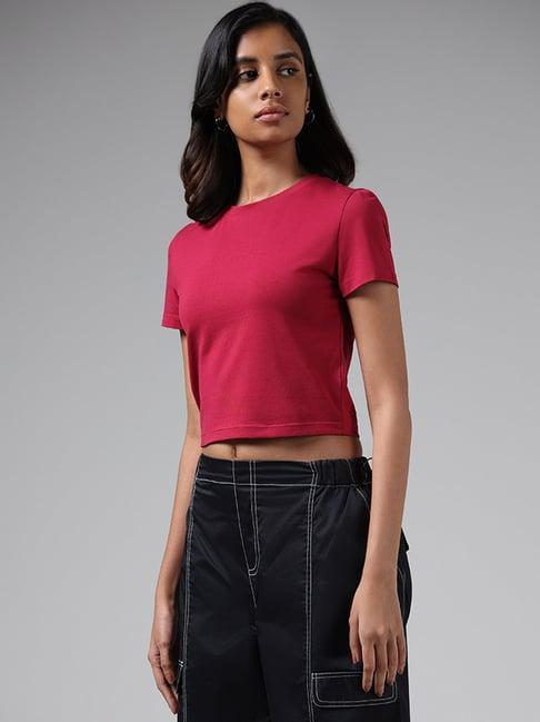 nuon by westside solid red crop top