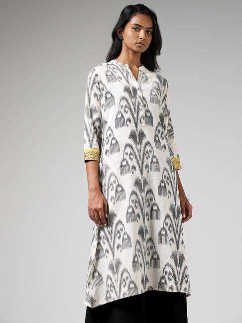 utsa by westside off white ikkat printed a-line kurta