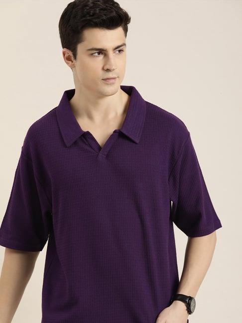 dillinger grape royal loose fit cotton oversized polo t-shirt