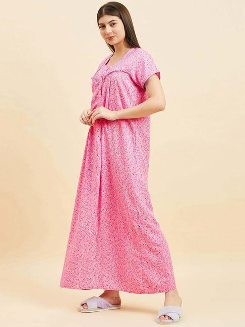 sweet dreams pink floral print night gown