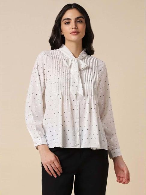 allen solly white polka dots shirt