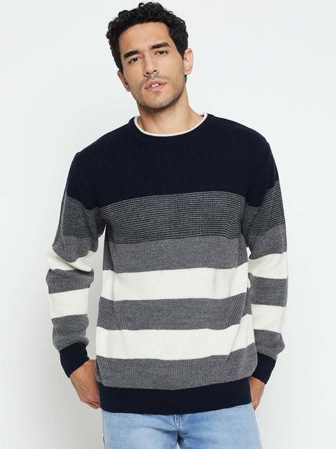 cantabil multicolor regular fit striped sweater