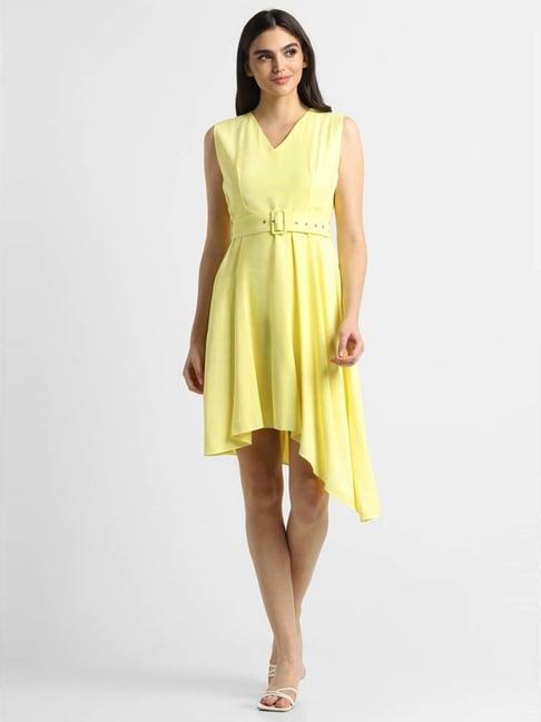 allen solly yellow assymetric dress