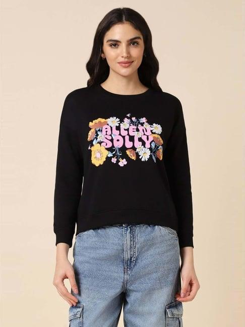 allen solly black floral print sweatshirt