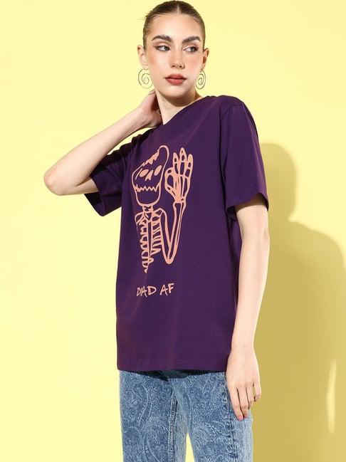 difference of opinion purple graphic print oversized t-shirt