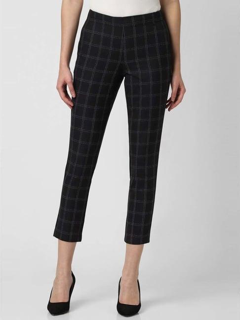 van heusen black chequered trousers