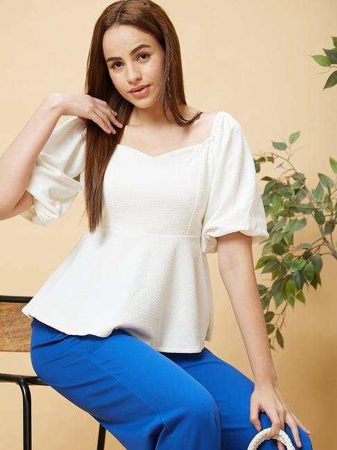 globus white regular fit top