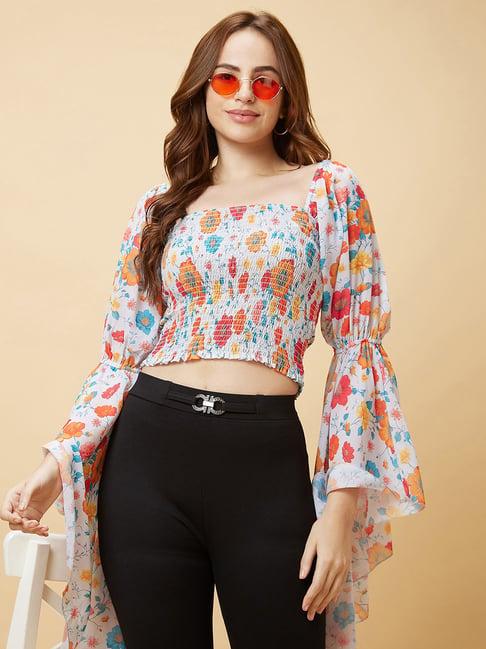 globus multicolor floral print crop top