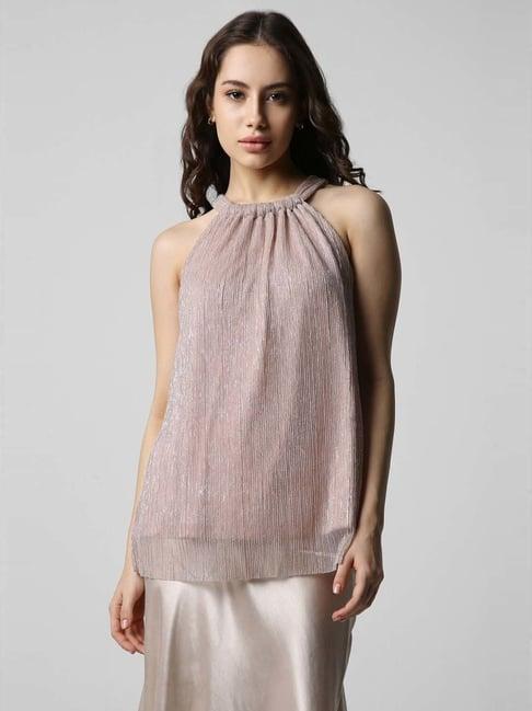 van heusen pink self pattern top