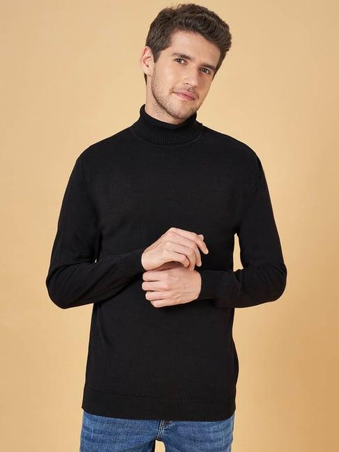 yu by pantaloons black cotton regular fit sweaters