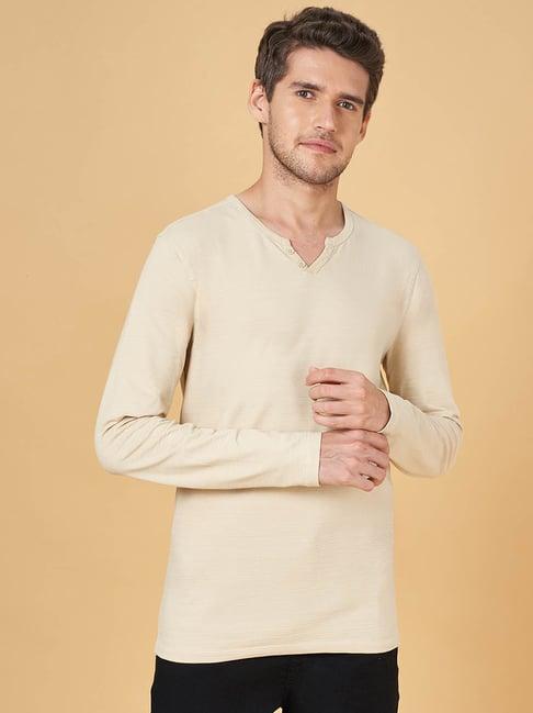 urban ranger by pantaloons beige slim fit t-shirt