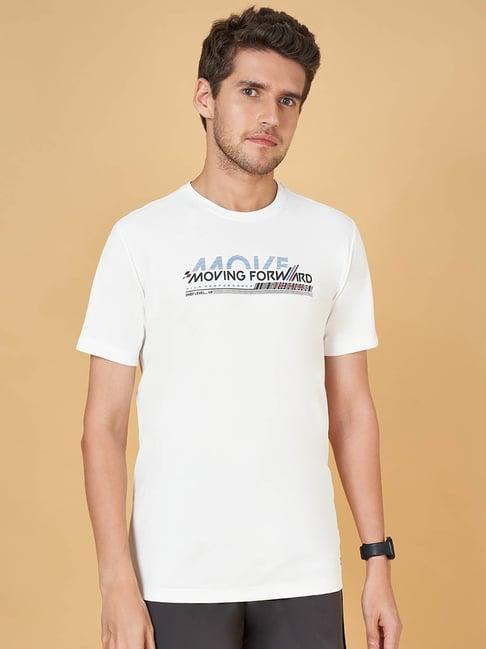 ajile by pantaloons white slim fit printed t-shirt