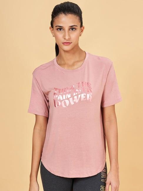 ajile by pantaloons pink printed sports t-shirt