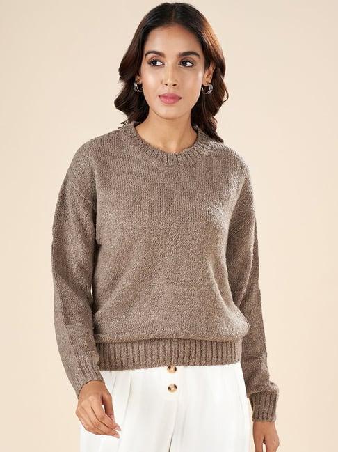 akkriti by pantaloons grey self pattern sweater