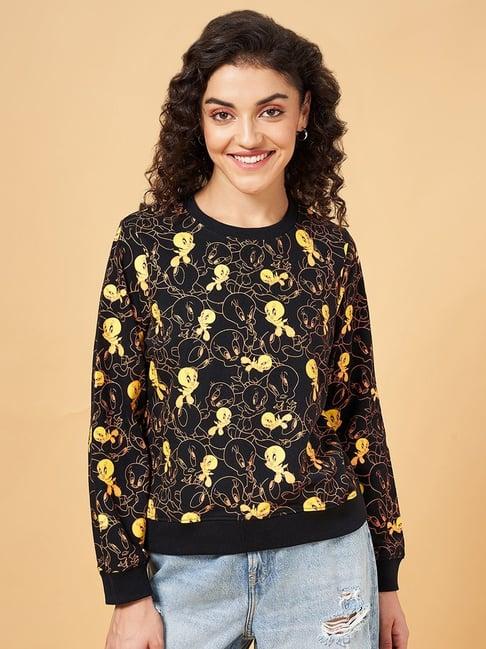 yu by pantaloons black printed sweatshirt