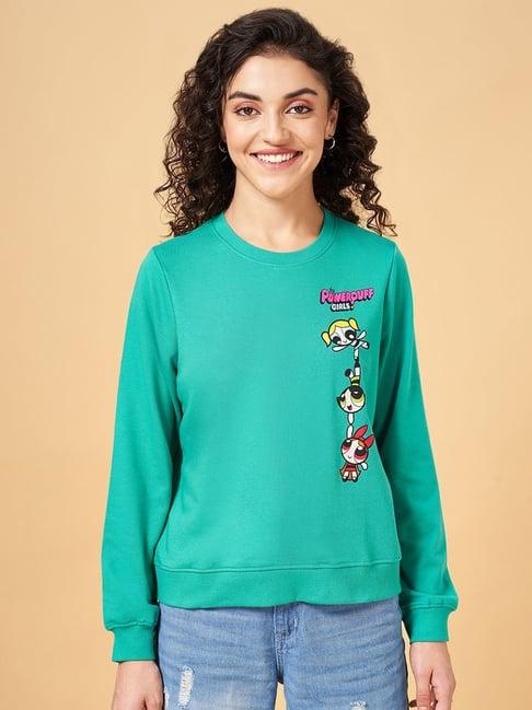 yu by pantaloons green printed sweatshirt