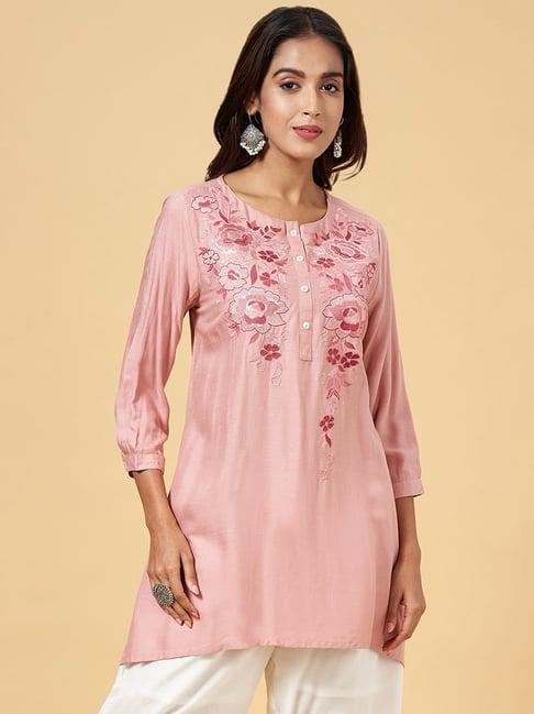 rangmanch by pantaloons pink embroidered tunic