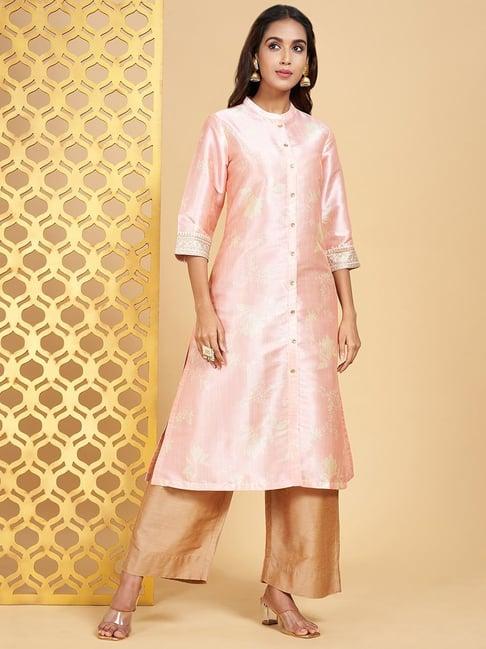 rangmanch by pantaloons pink printed a line kurta