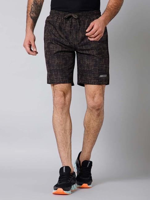 cantabil olive regular fit printed sports shorts