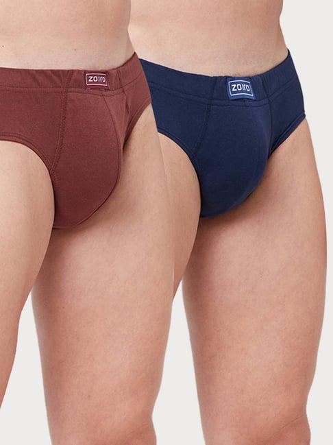 zoiro bitter chocolate & dark denim cotton regular fit briefs - pack of 2