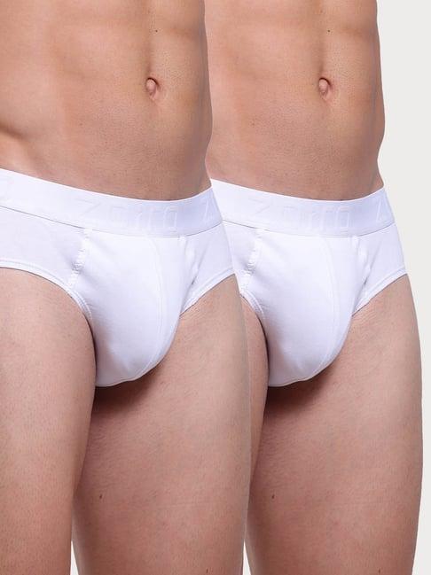 zoiro white cotton regular fit briefs - pack of 2