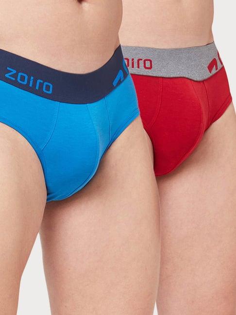 zoiro directorie blue & ribbon red regular fit briefs - pack of 2