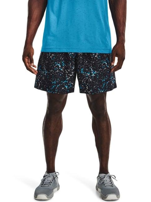 under armour black loose fit printed sports shorts