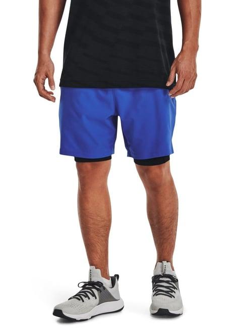 under armour blue fitted 2-in-1 sports shorts