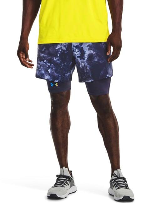 under armour navy fitted printed sports shorts