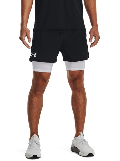 under armour black super fit self pattern 2-in-1 sports shorts