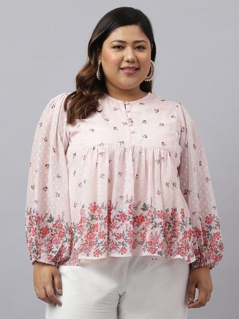 xl love by janasya peach floral print top