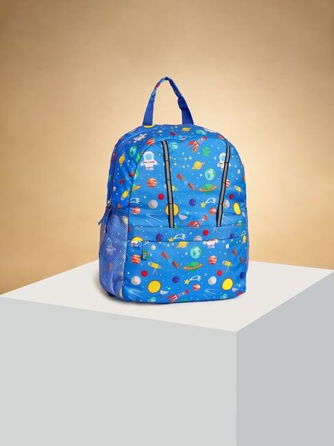 pantaloons junior blue printed medium backpack